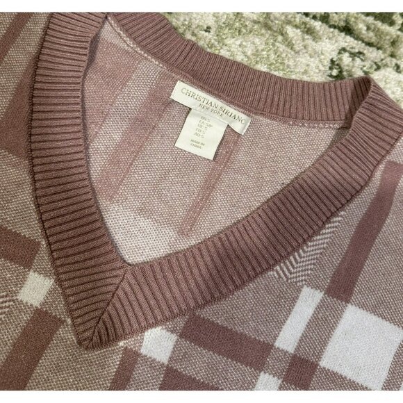 Christian Siriano New York Mauve Pink Plaid Sweater Size Small NWOT - Picture 3 of 4